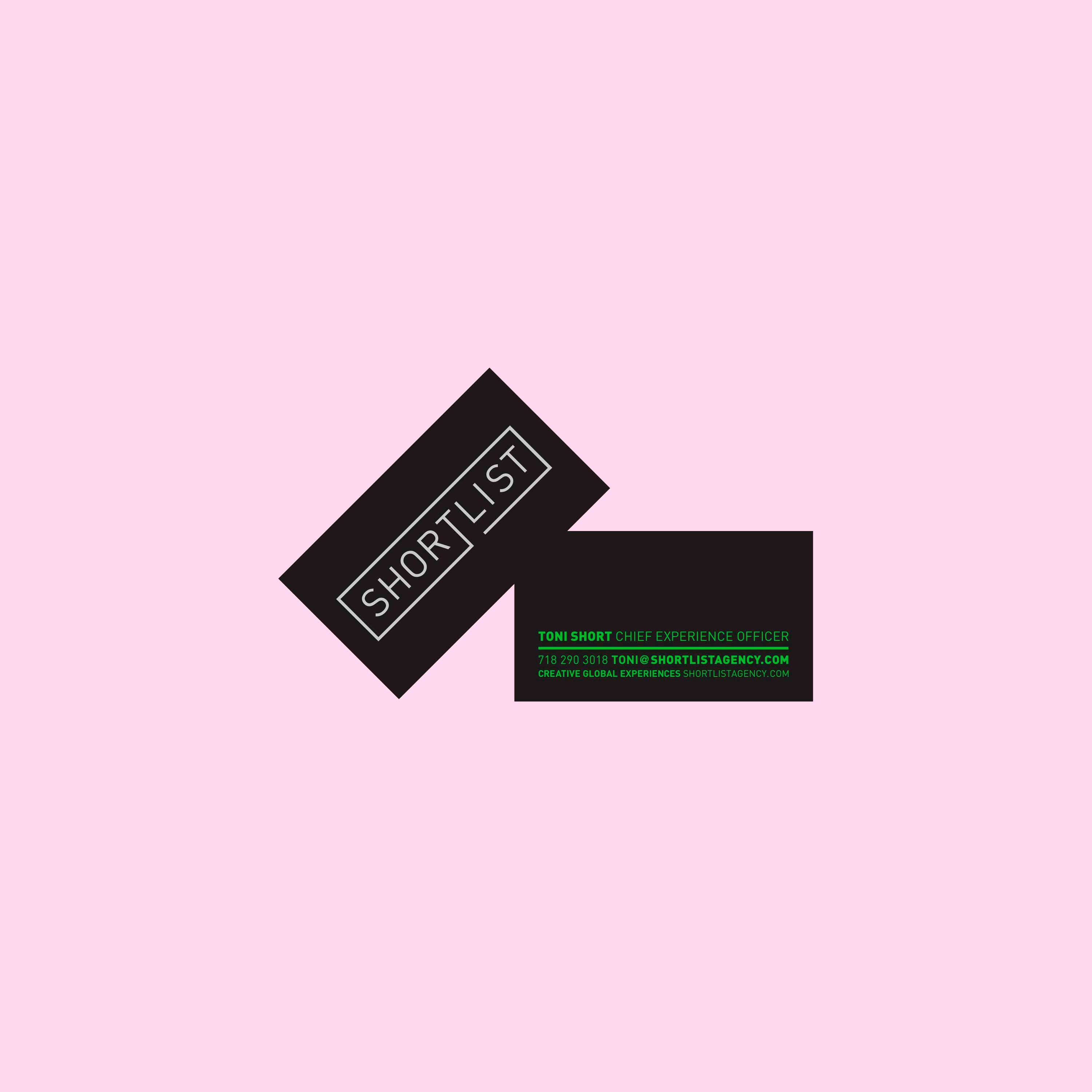 Business card design for Shortlist Agency in New York